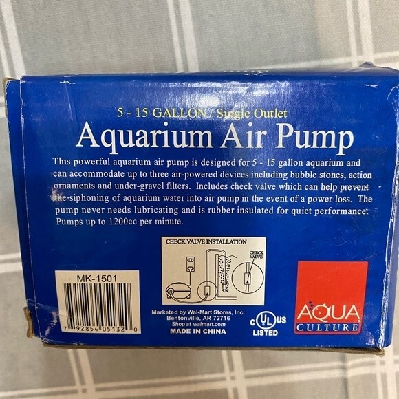 AQUA CULTURE 5-15 Gallon Single Outlet Aquarium Air Pump NIB Tested WORKS - Picture 4 of 4